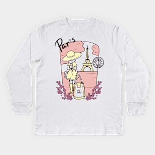 Paris France Travel Kids Long Sleeve T-Shirt